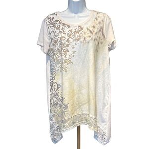Chico’s | Filigree Short Sleeve Top with Lace Detail